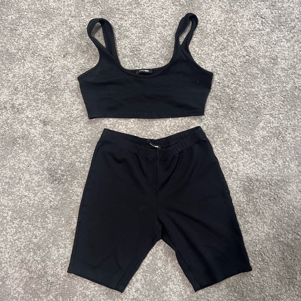 FASHION NOVA BIKER SHORTS AND CROP SET